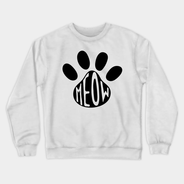 Meow Cat Paw Illustration Crewneck Sweatshirt by murialbezanson